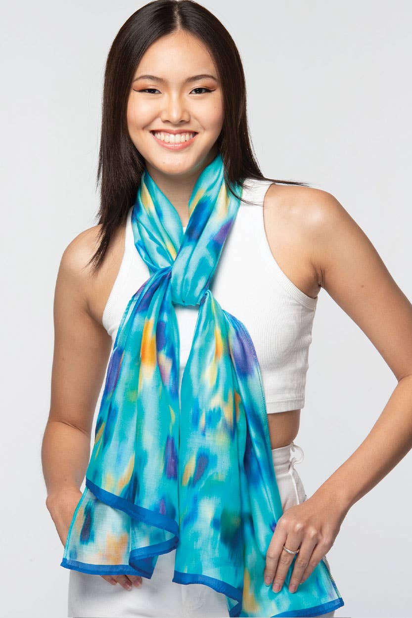 Sevya Handmade - Rishika Cupro Scarf Navy & Fuchsia Floral