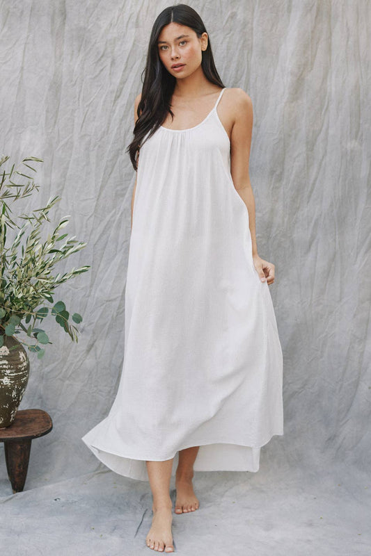 9seed - TULUM low back maxi in core cotton: White / OS
