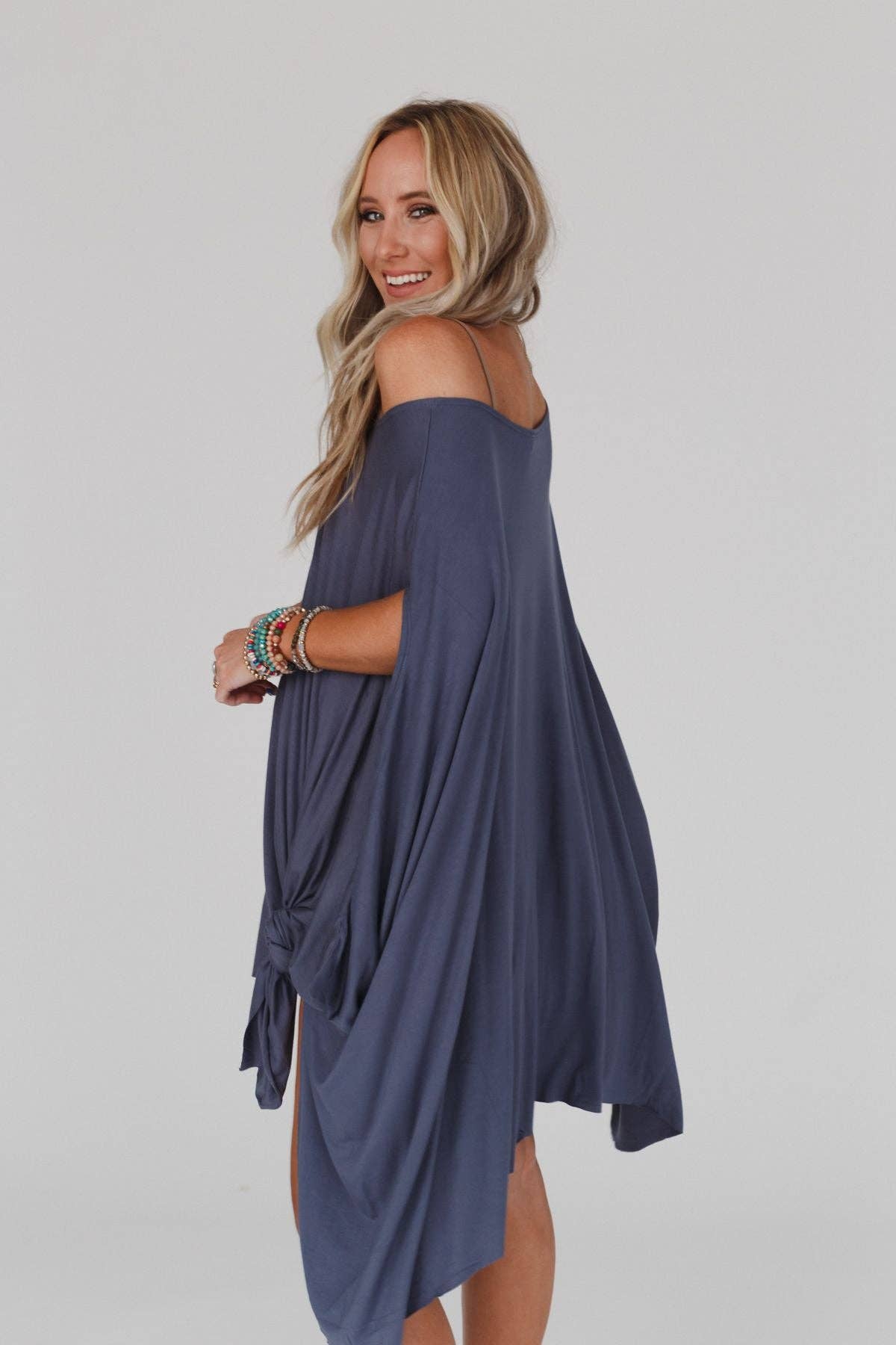 Three Bird Nest - The Wren Tunic - Silver Denim: Silver / OS