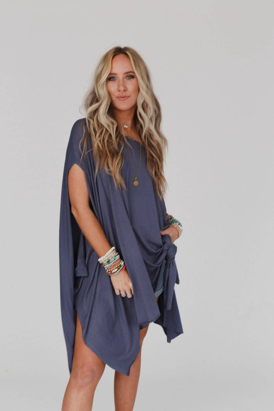 Three Bird Nest - The Wren Tunic - Silver Denim: Silver / OS
