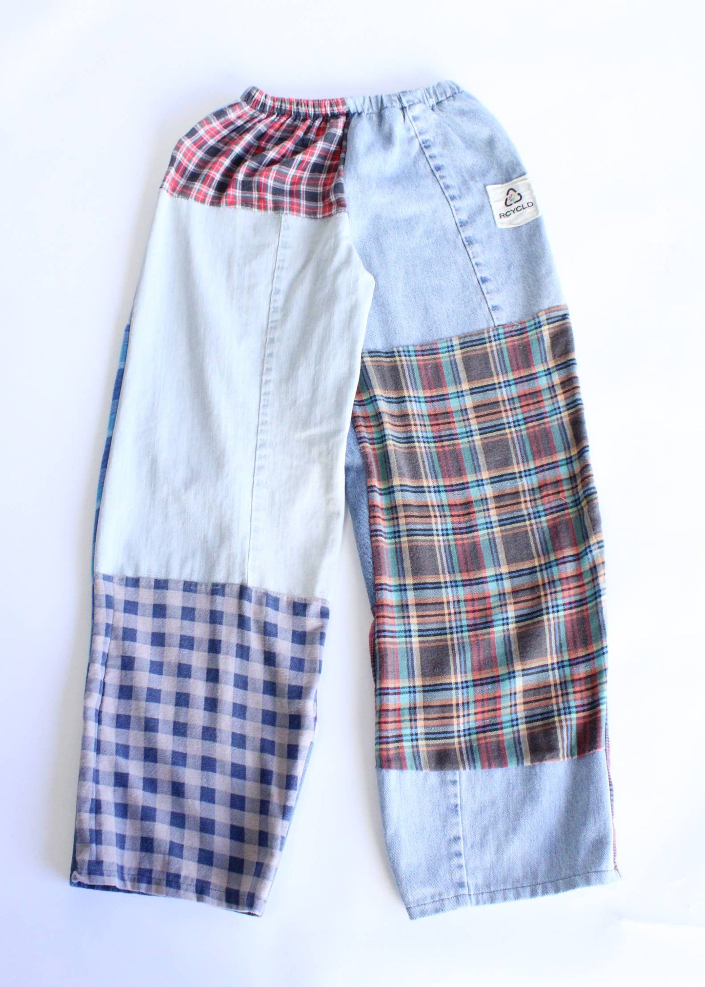 Upcycled Flannel & Denim Combo Pants