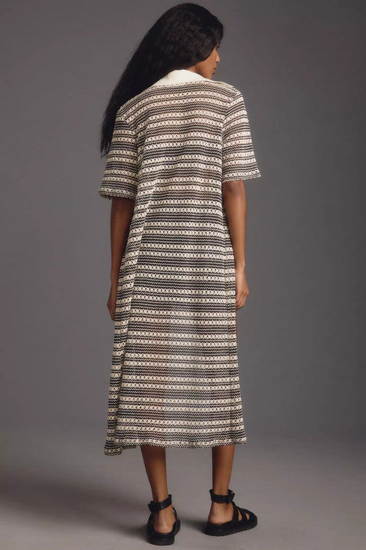 Self Contrast Striped Knit Duster - OS