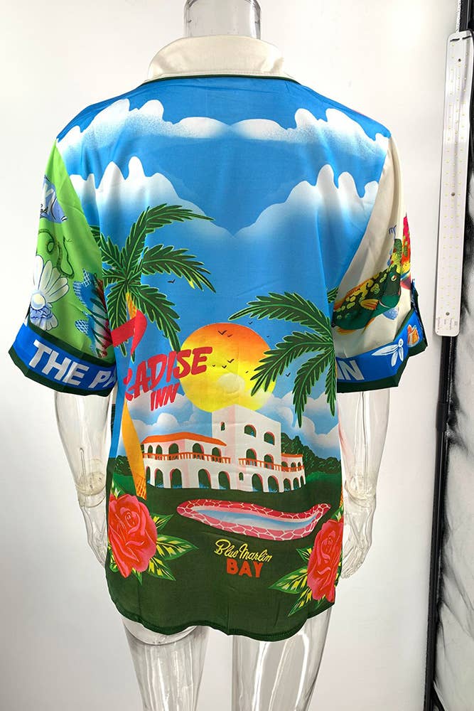UNISHE - Summer Beach Vacation Printing 2pcs Pants Set / S