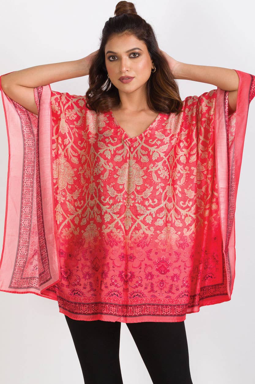 Sevya Handmade - Kalpita Cupro Top Papaya & Taupe - OS