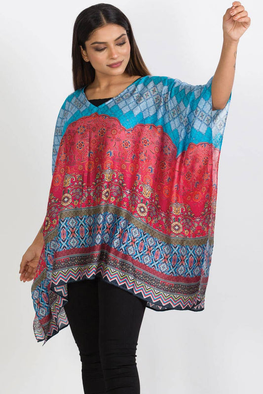 Sevya Handmade - Kalpita Cupro Top Aqua & Melon - OS