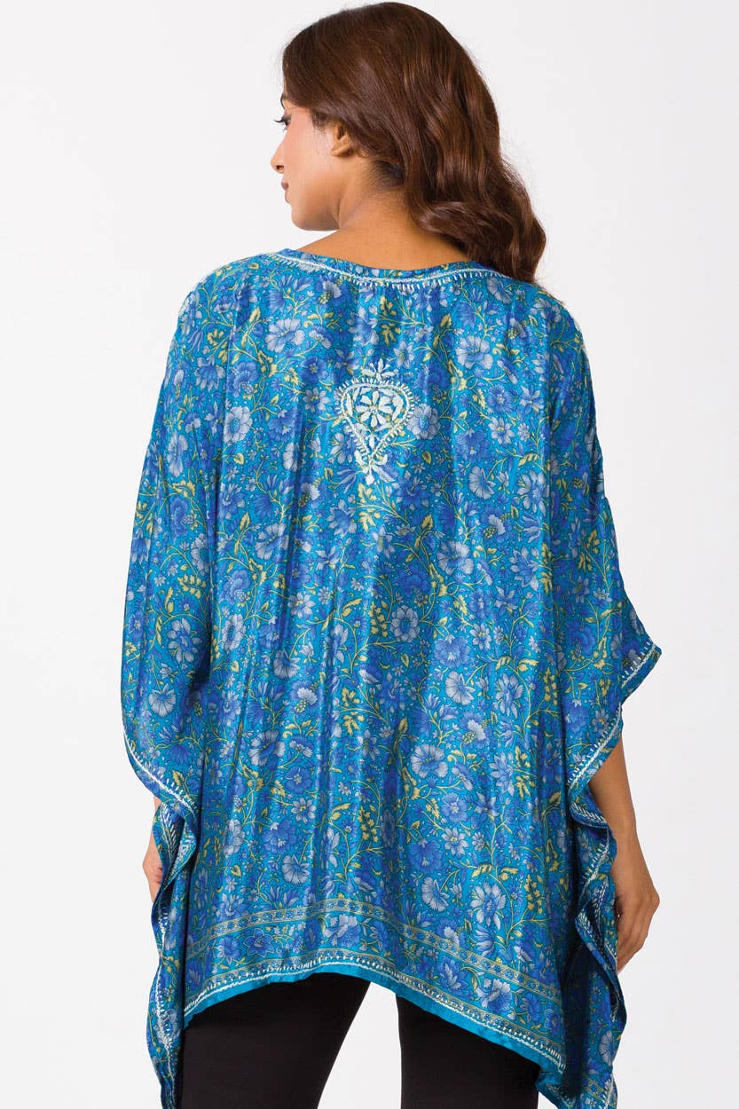 Sevya Handmade - Blue Demira Hand Embroidered Top - OS