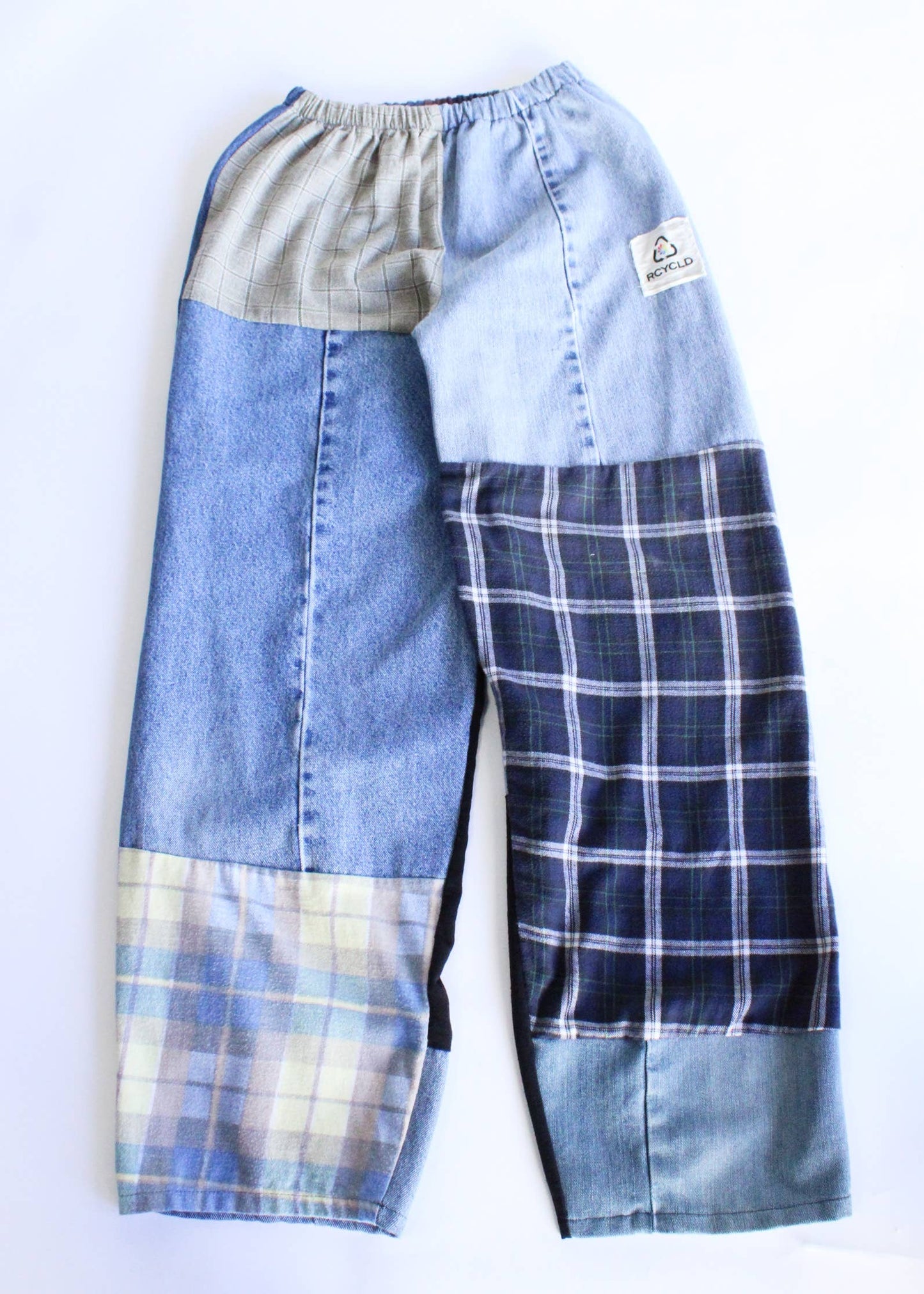 Upcycled Flannel & Denim Combo Pants