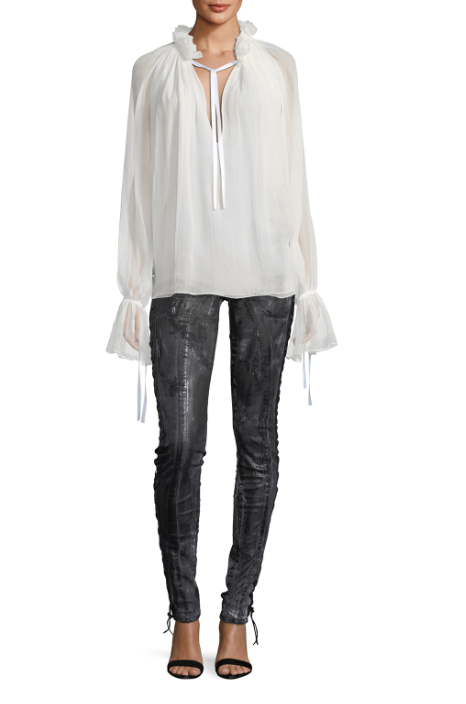 REDEMPTION Coated Lace-Up Skinny Jeans
