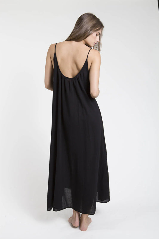 9seed - TULUM low back maxi in core cotton: Black / OS