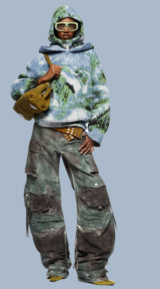the Attico Fern oversized denim cargo pants jeans