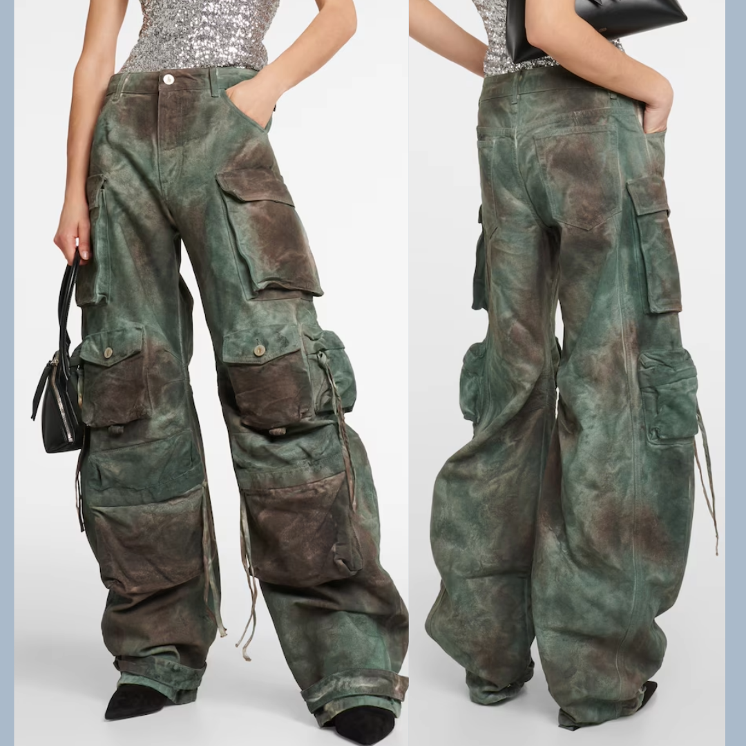 the Attico Fern oversized denim cargo pants jeans