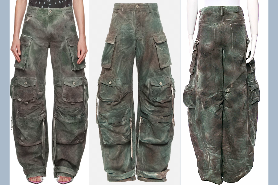 the Attico Fern oversized denim cargo pants jeans
