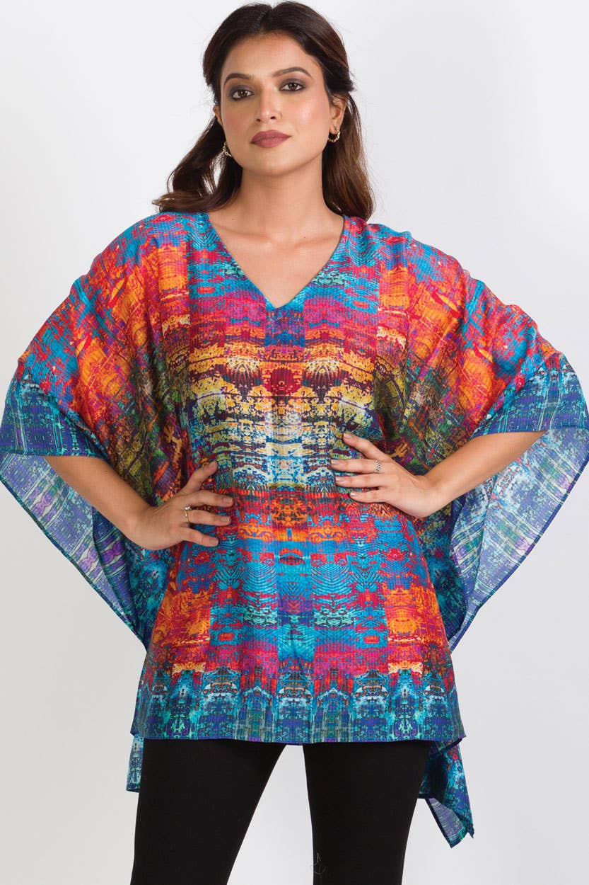 Sevya Handmade - Kalpita Cupro Top Jewel Tone Abstract - OS