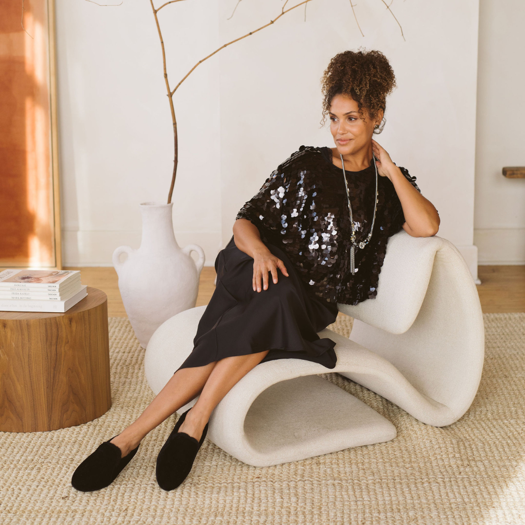 Mave & Chez - The Maya Backless Mule: Black Velvet / 9