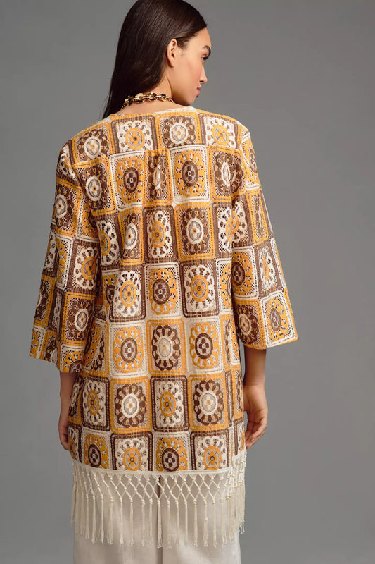 Anthropologie Self Contrast Square Print Tunic / OS