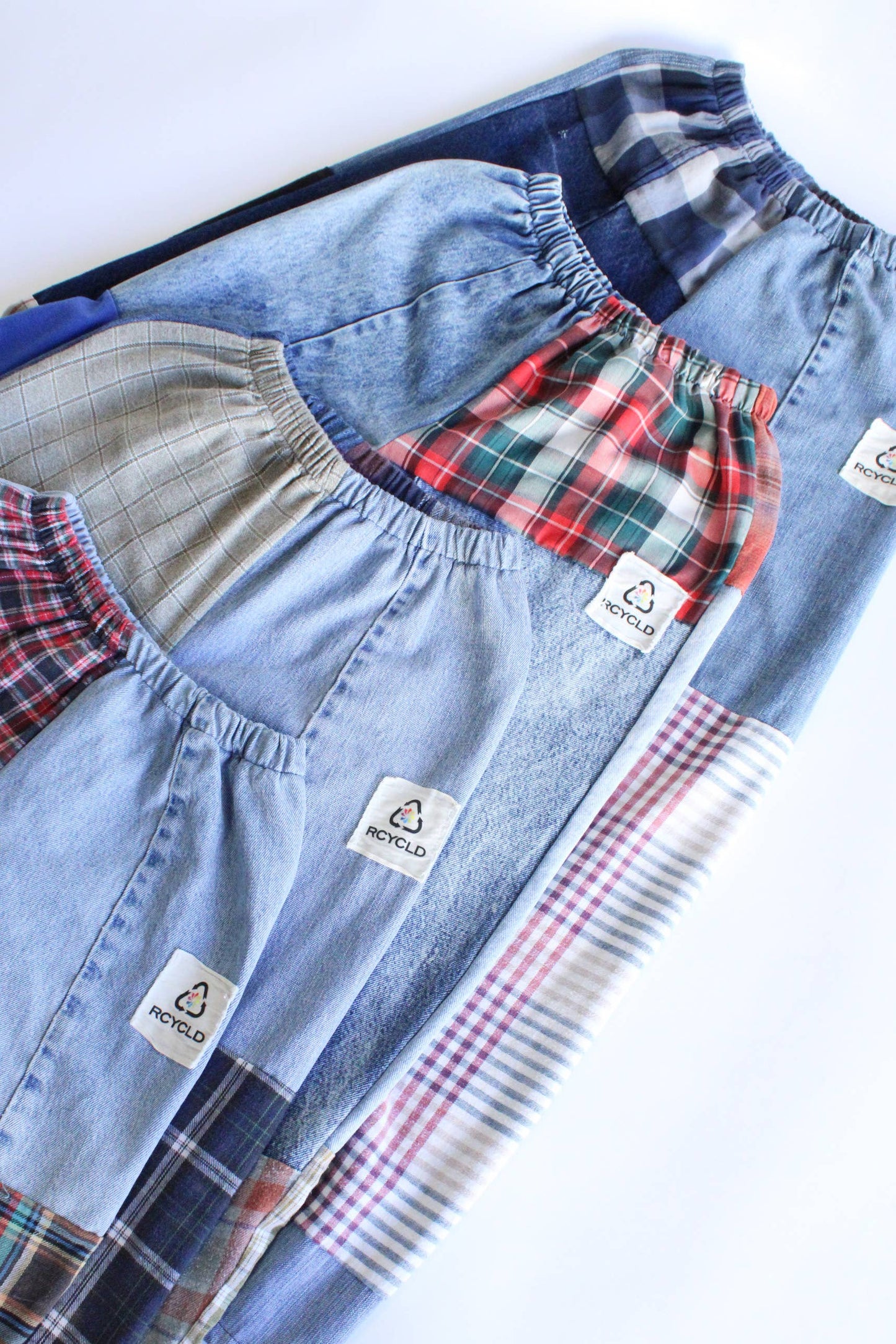 Upcycled Flannel & Denim Combo Pants