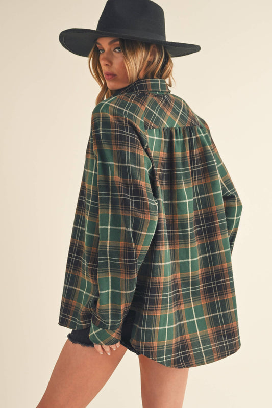 AEMI + CO - 8324DN Katie Flannel Shirt 6: Green / Contemporary