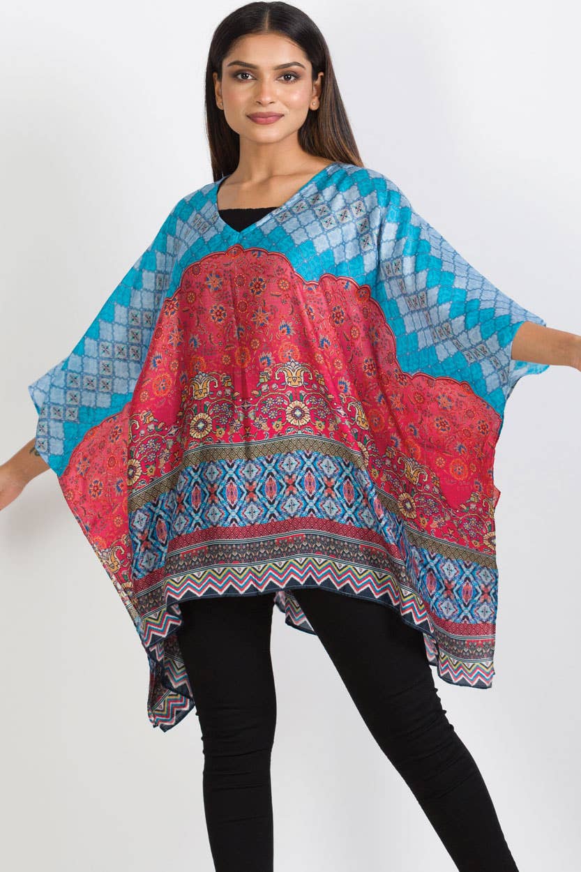 Sevya Handmade - Kalpita Cupro Top Aqua & Melon - OS
