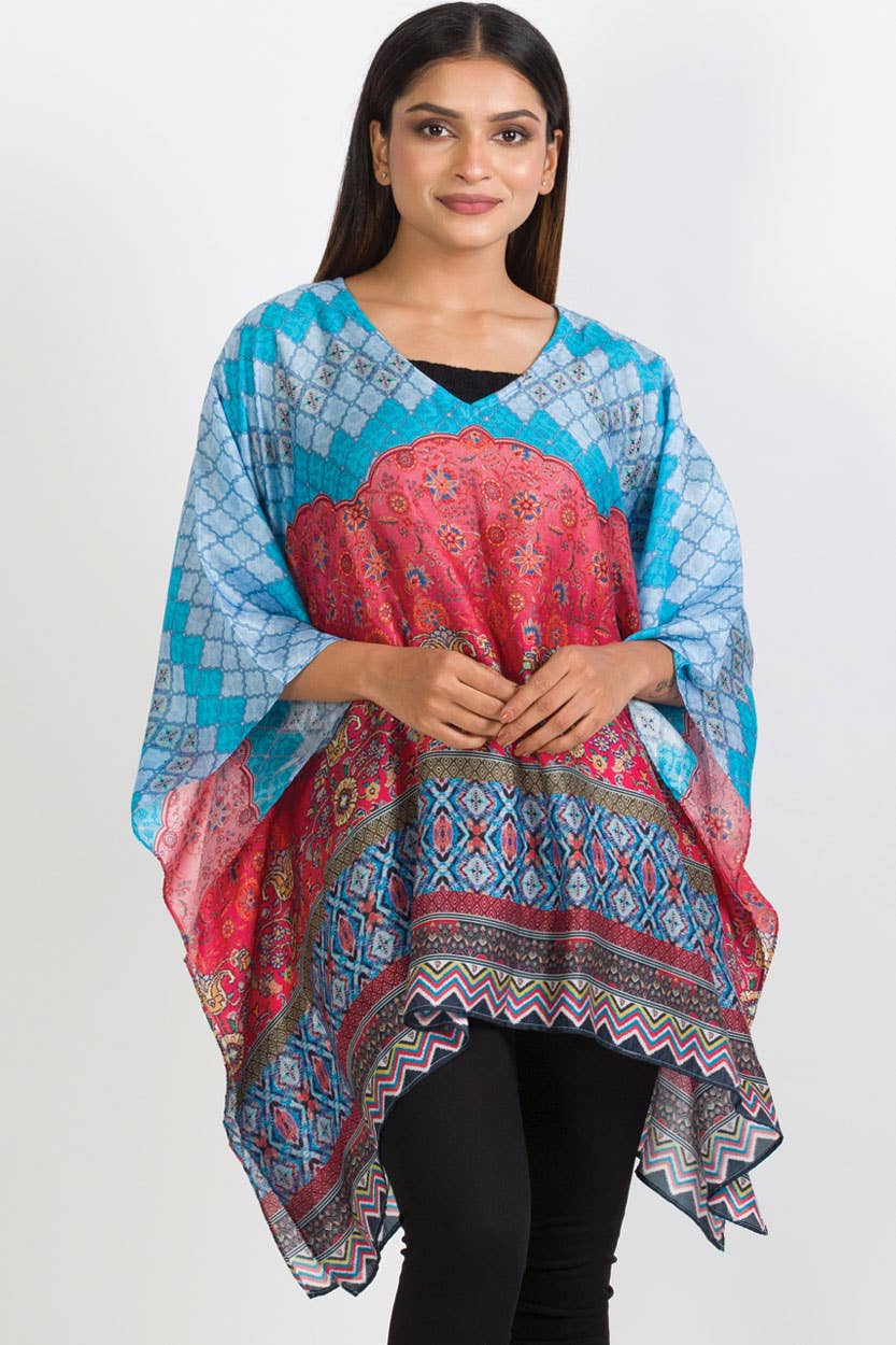 Sevya Handmade - Kalpita Cupro Top Aqua & Melon - OS