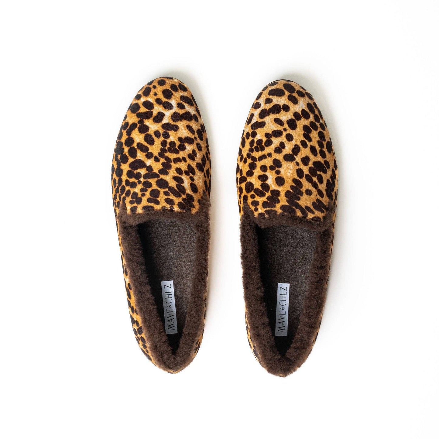 Mave & Chez - The Audrey Pony - Classic Loafer: Leopard Suede / 9