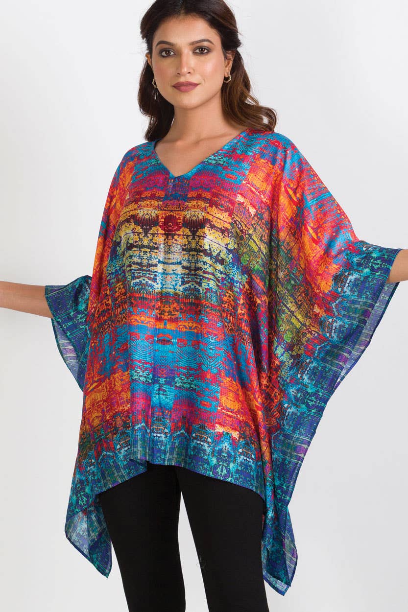 Sevya Handmade - Kalpita Cupro Top Jewel Tone Abstract - OS