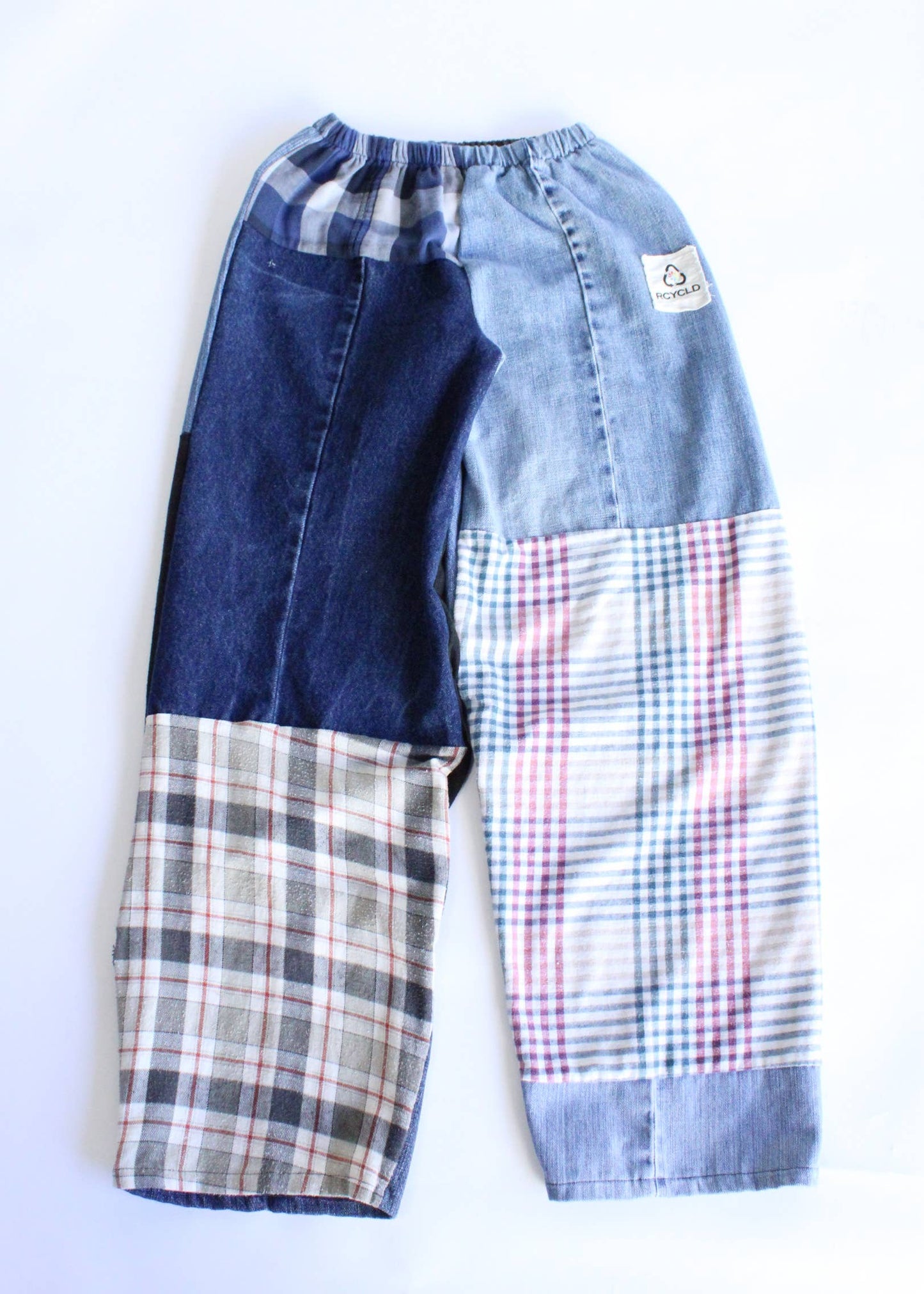 Upcycled Flannel & Denim Combo Pants