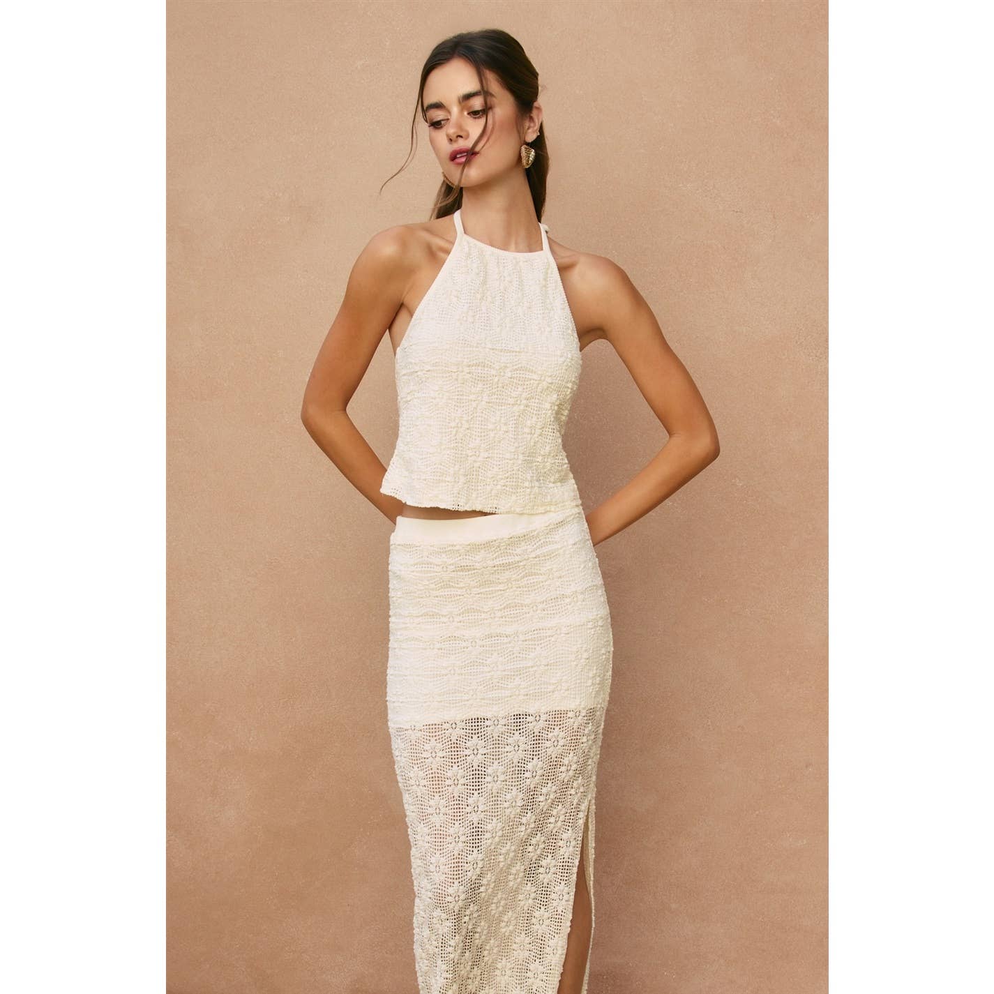 Dress Forum - Breeze & Blossom Maxi Pencil Skirt: CREAM