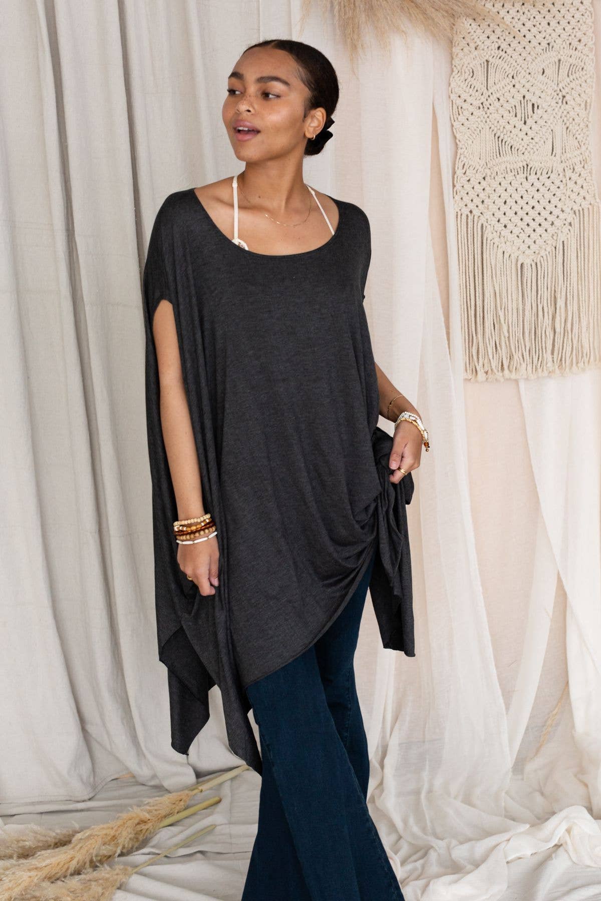 Three Bird Nest - The Wren Tunic - Charcoal - OS