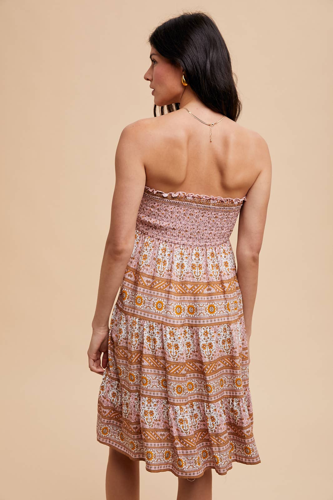 In Loom - PRINTED TUBE MINI DRESS: DUSTY PINK