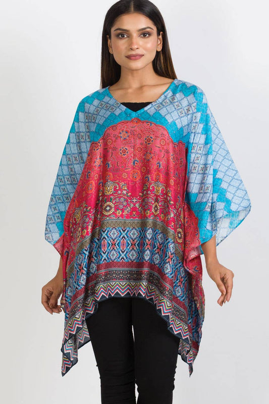 Sevya Handmade - Kalpita Cupro Top Aqua & Melon - OS