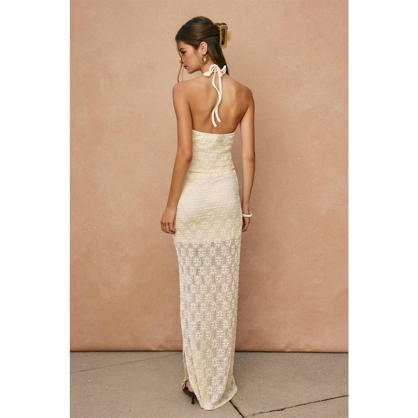 Dress Forum - Breeze & Blossom Maxi Pencil Skirt: CREAM