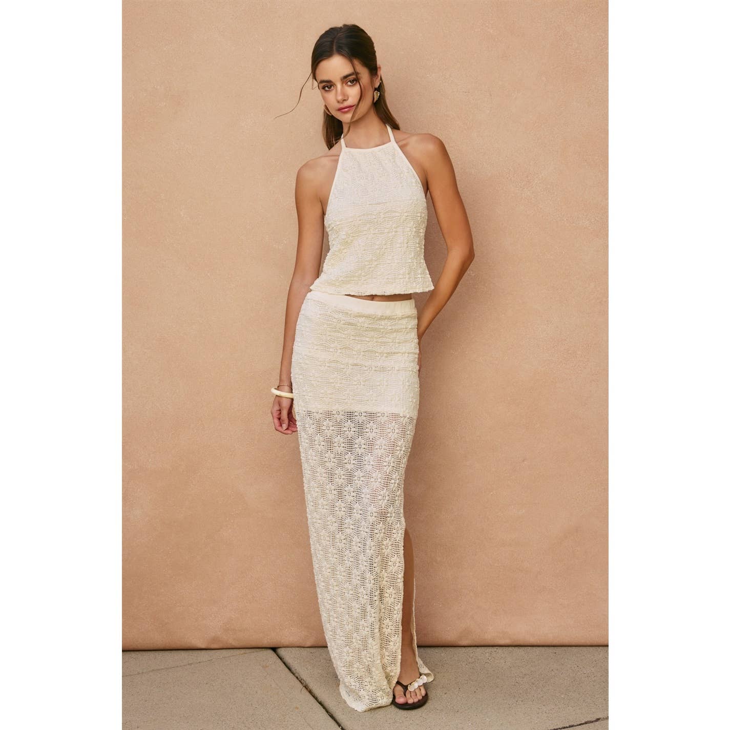 Dress Forum - Breeze & Blossom Maxi Pencil Skirt: CREAM