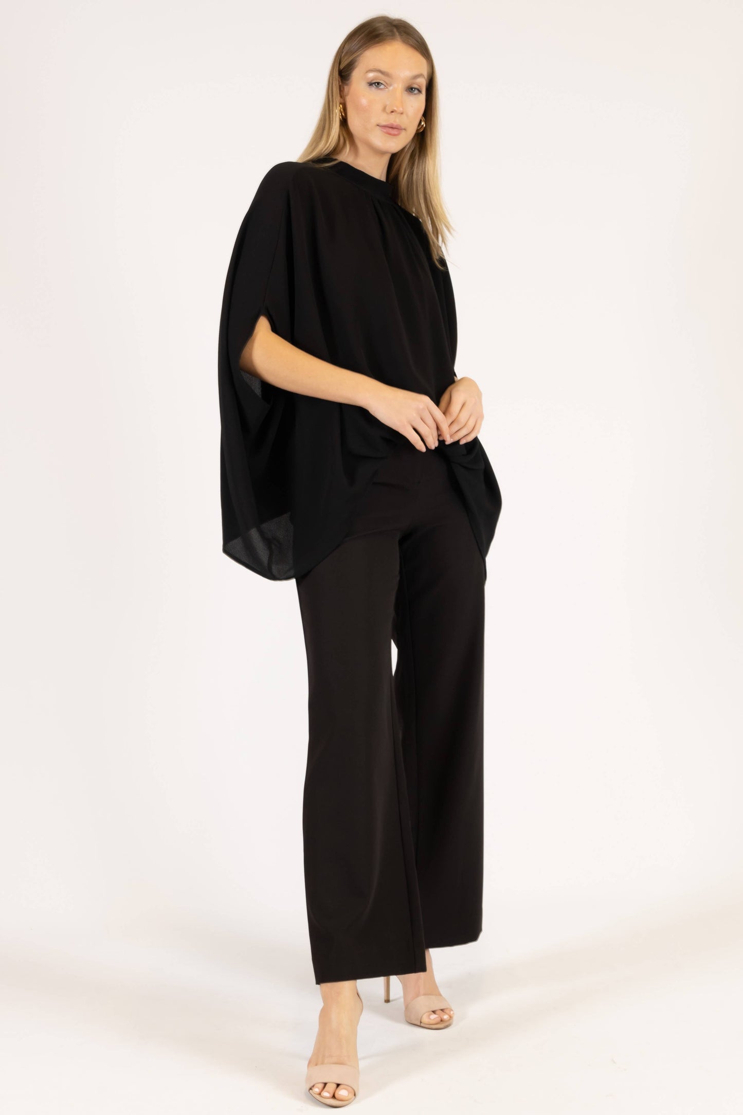 Before You Collection - Crepe Mock Neck Top: Black