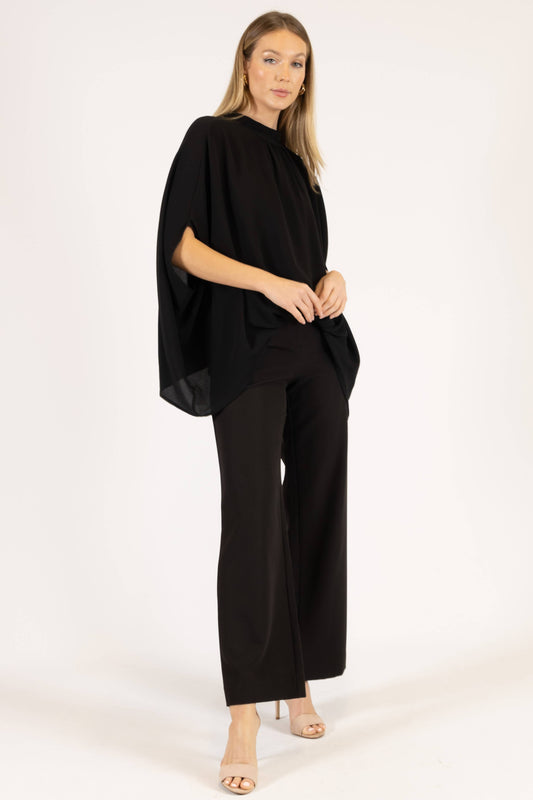 Before You Collection - Crepe Mock Neck Top: Black