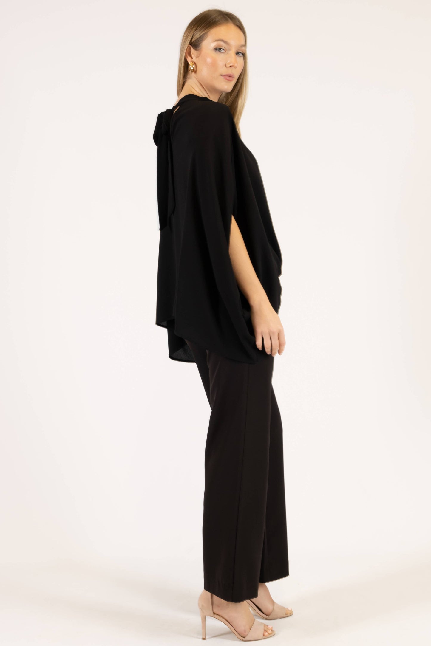 Before You Collection - Crepe Mock Neck Top: Black