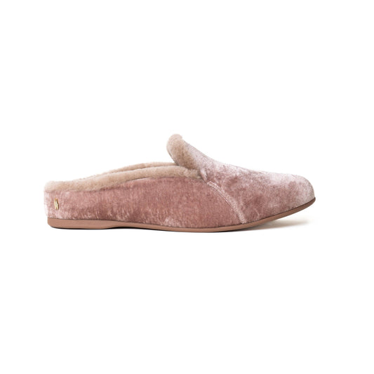 Mave & Chez - The Maya Backless Mule: Champagne Velvet / 9
