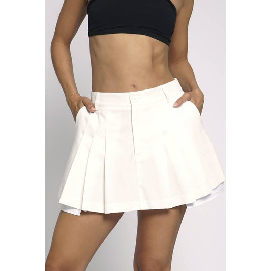 Sans Souci - EXPOSED POCKET PLEATED SKIRT: White