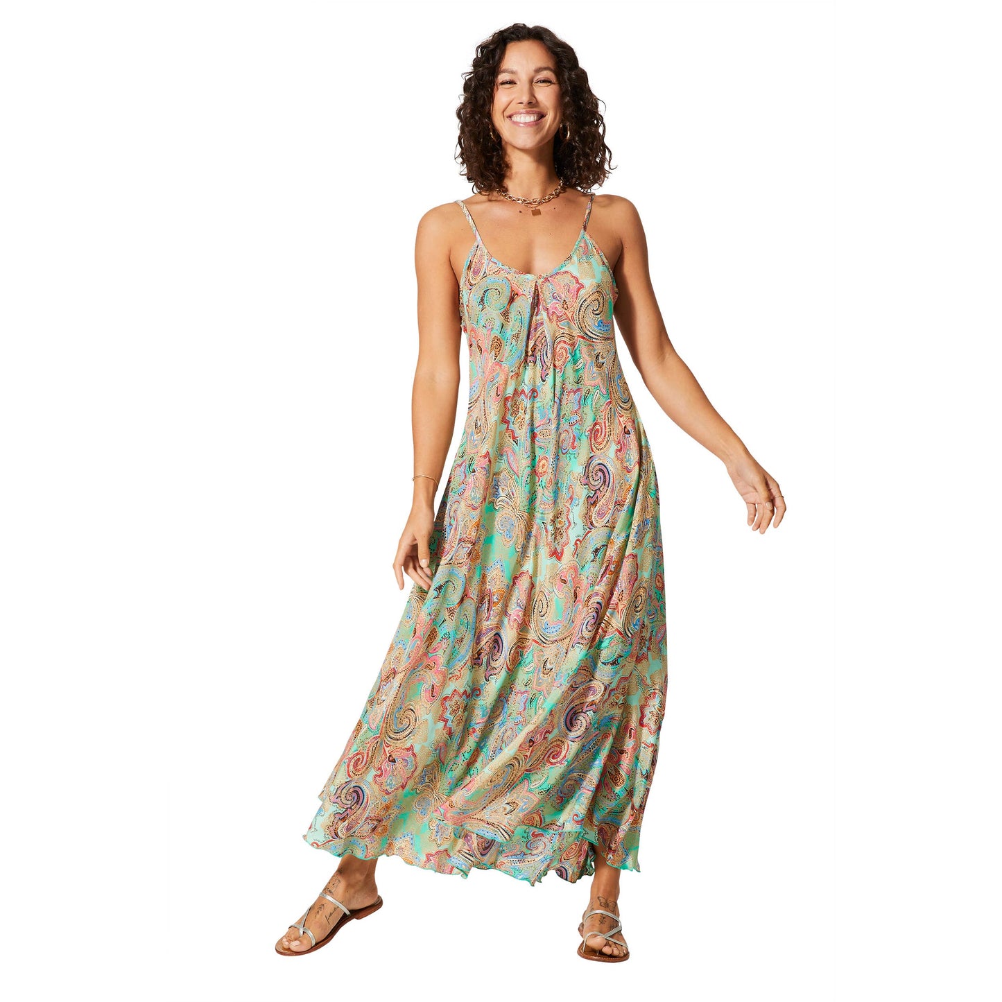 Aller Simplement - MAXI LONG SLEEVELESS SUMMER DRESS / OS