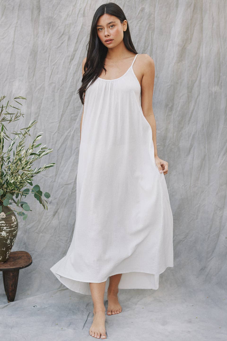9seed - TULUM low back maxi in core cotton: White / OS