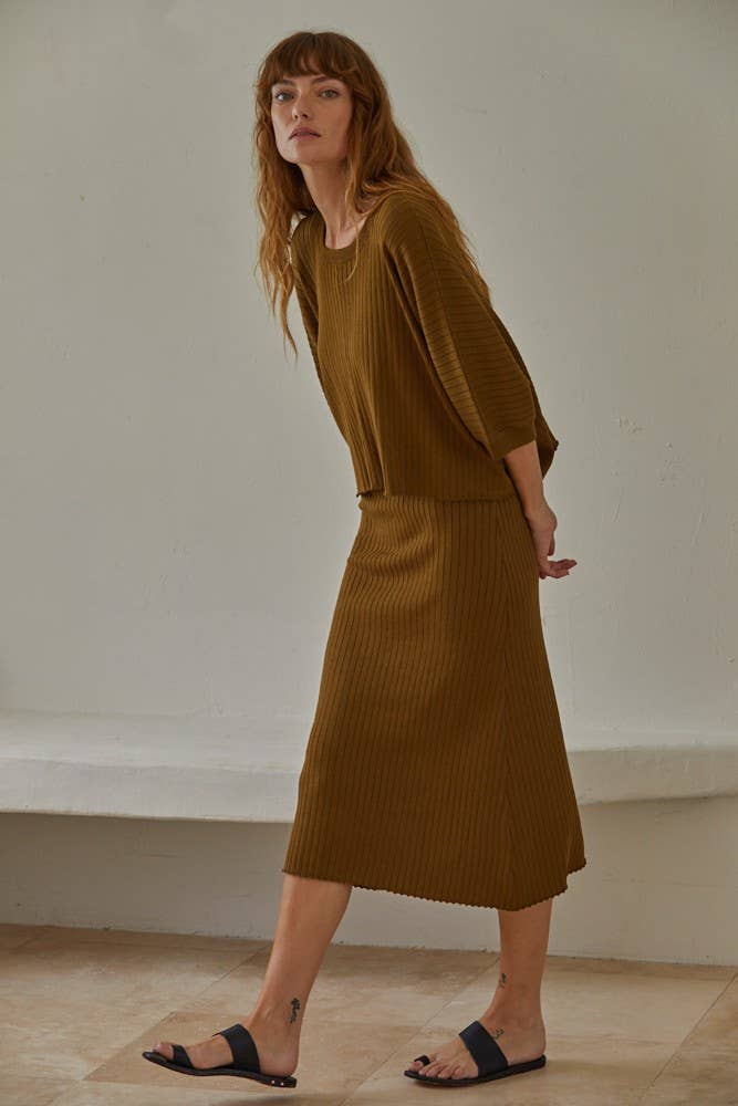 By Together - L4645 | Knit Sweater Cami Maxi Dress: Blue Grey / M