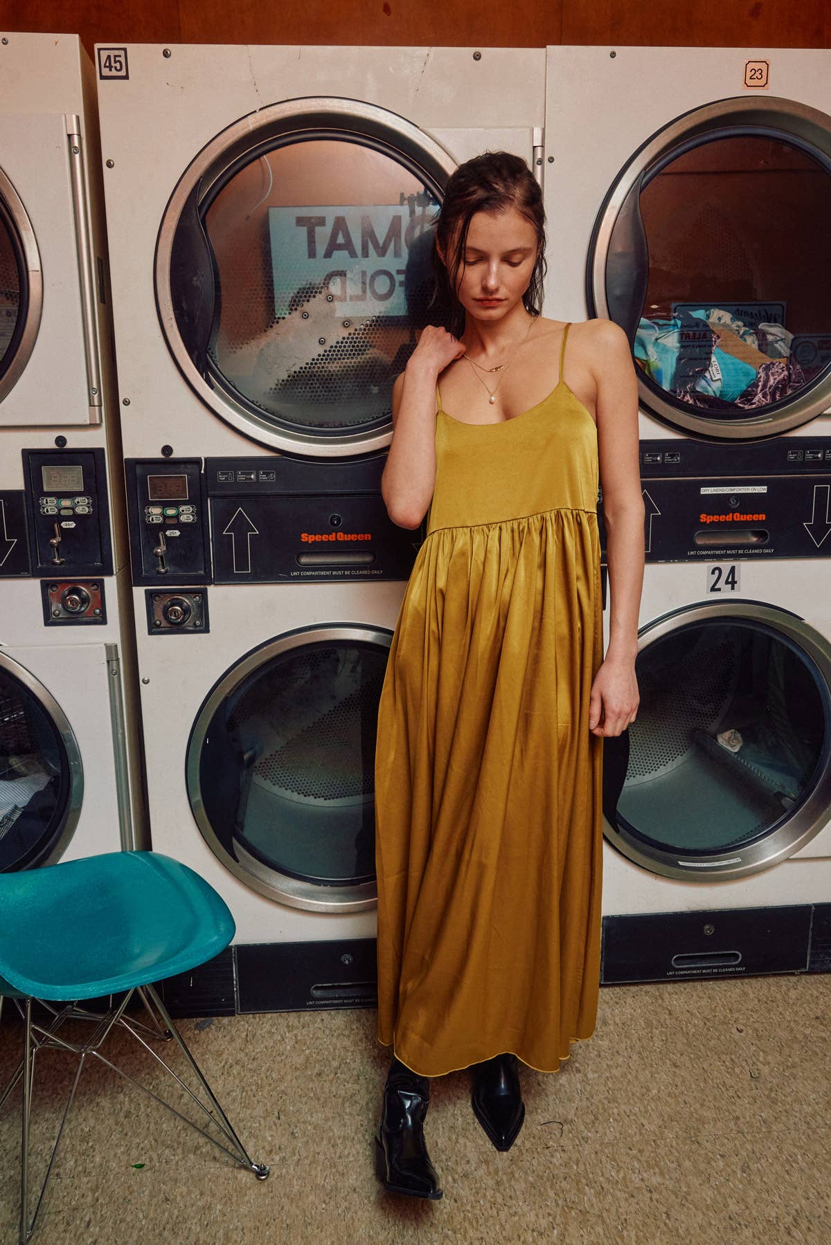LARA DAISY INC - Satin Tie-back Camisole Midi Dress: Amber