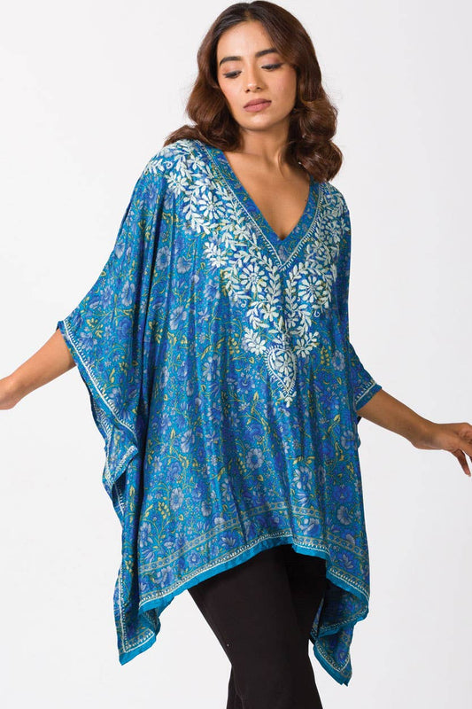Sevya Handmade - Blue Demira Hand Embroidered Top - OS