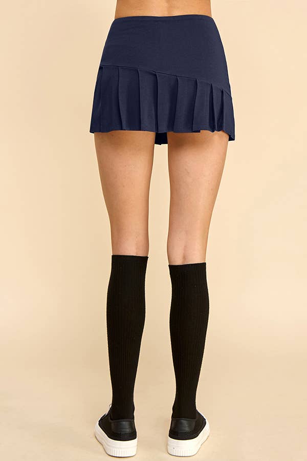 Heart & Hips - BJ53744 - KNIFE PLEATED SKORT: NAVY
