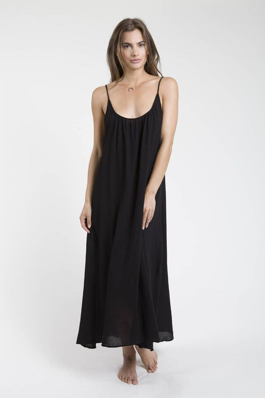 9seed - TULUM low back maxi in core cotton: Black / OS