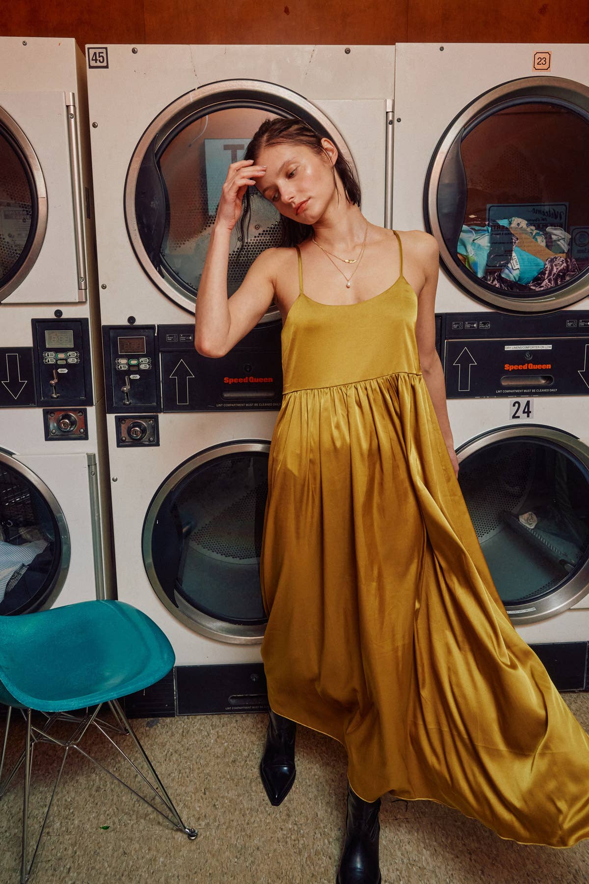 LARA DAISY INC - Satin Tie-back Camisole Midi Dress: Amber