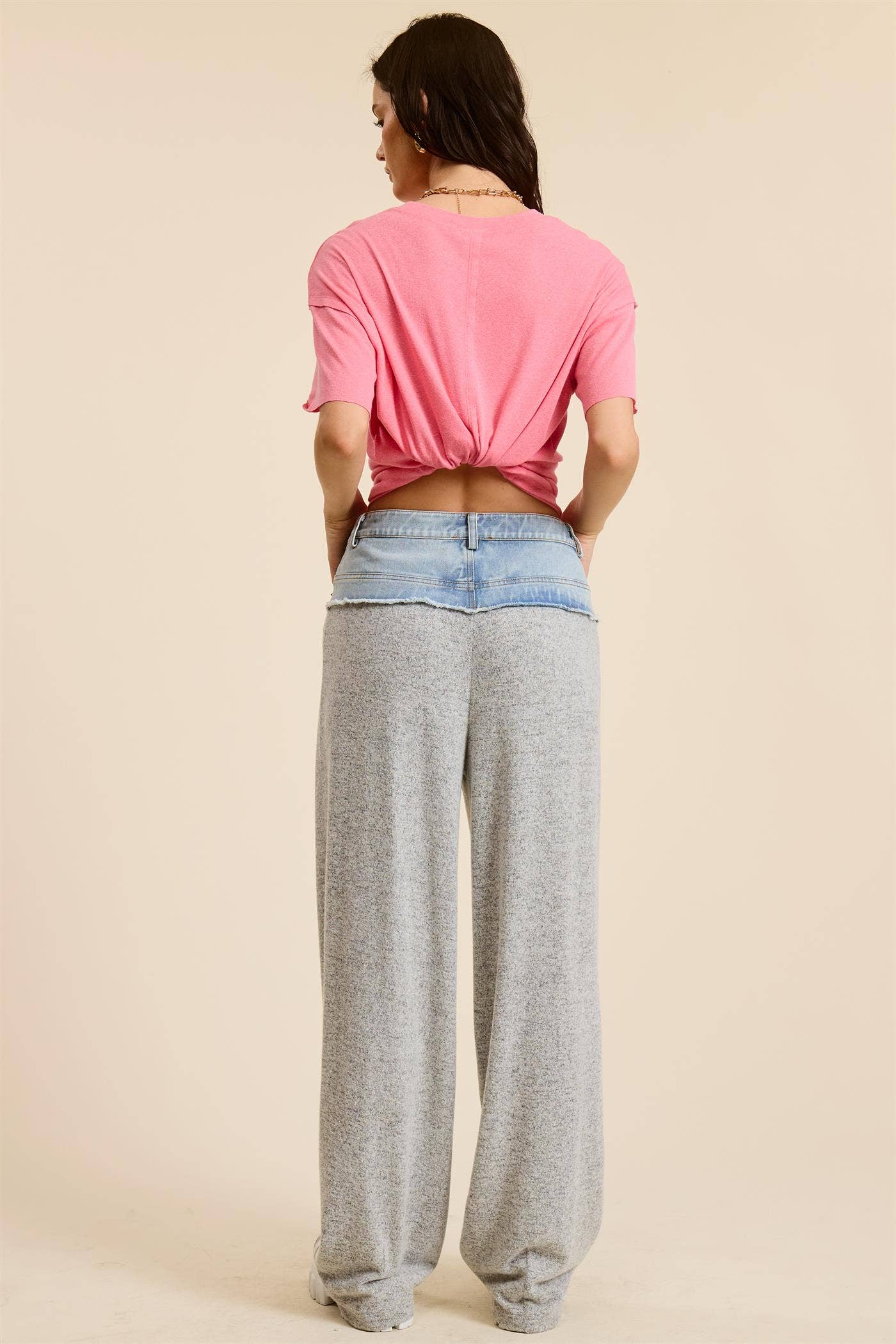Mimosa - Womens Trendy Denim Waistband Comfy Jogger Sweatpants: DIVE / M