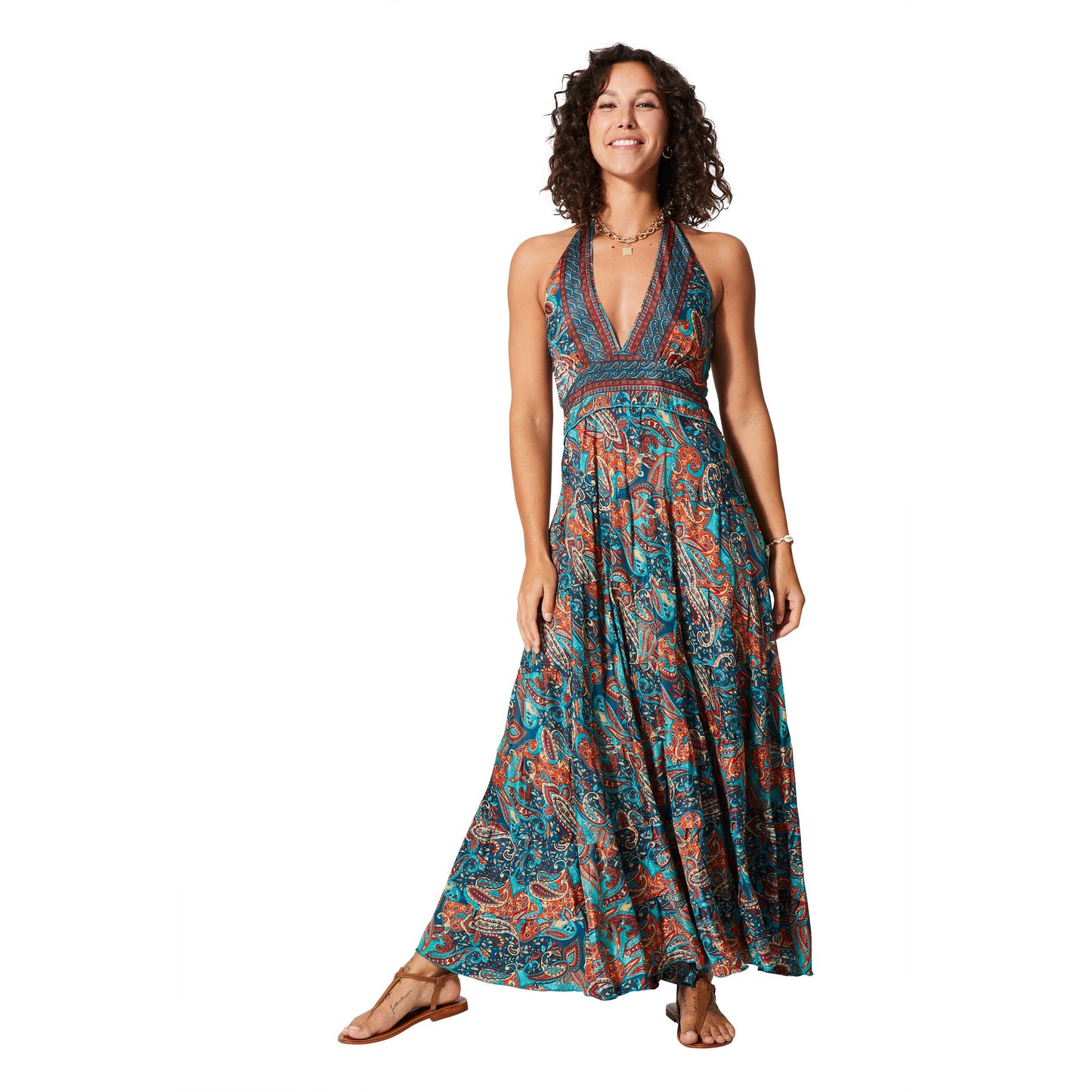 Aller Simplement - MAXI LONG SLEEVELESS SUMMER DRESS / OS