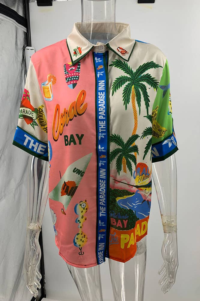 UNISHE - Summer Beach Vacation Printing 2pcs Pants Set / S