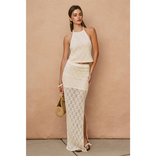 Dress Forum - Breeze & Blossom Maxi Pencil Skirt: CREAM