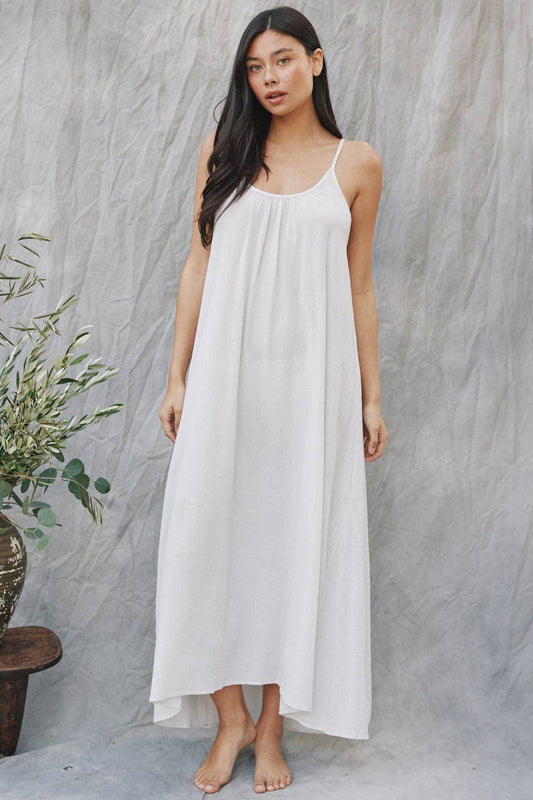 9seed - TULUM low back maxi in core cotton: White / OS